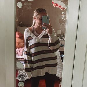 American Eagle Oversized Cozy Striped Sweater
